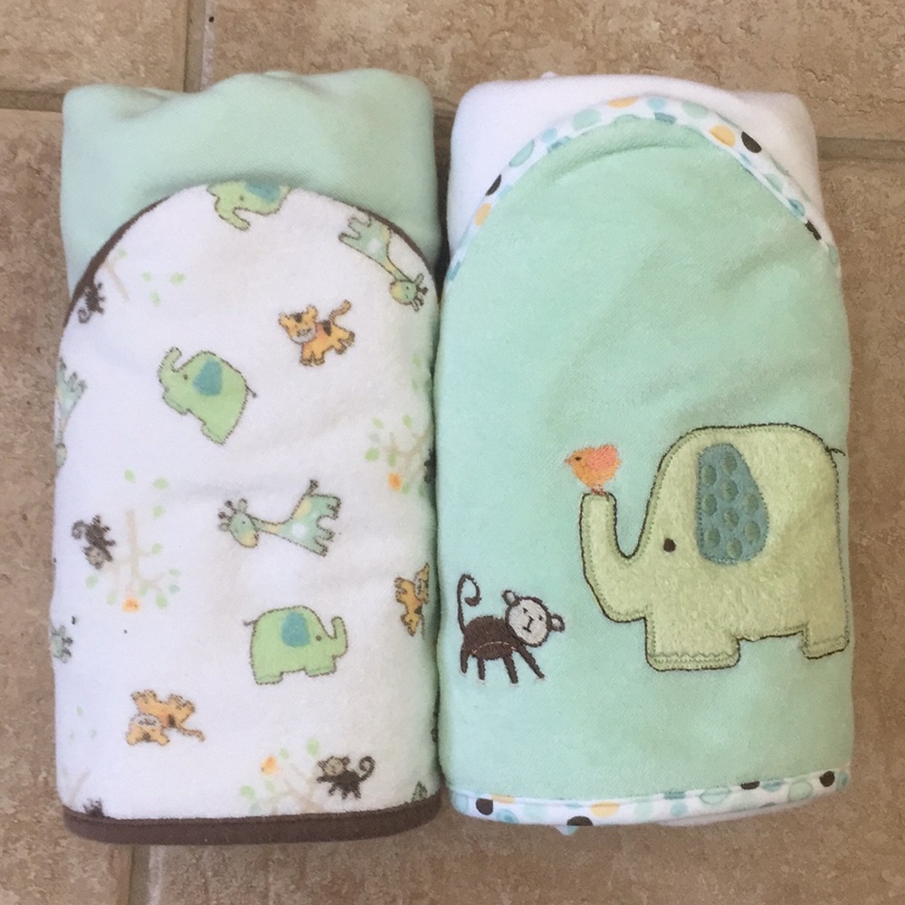 First Moments French Terry Hooded Bath Towels